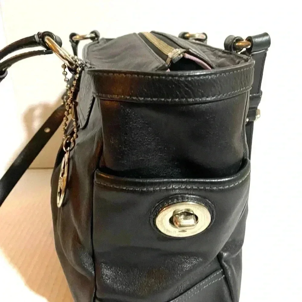 Coach vintage black leather satchel handbag